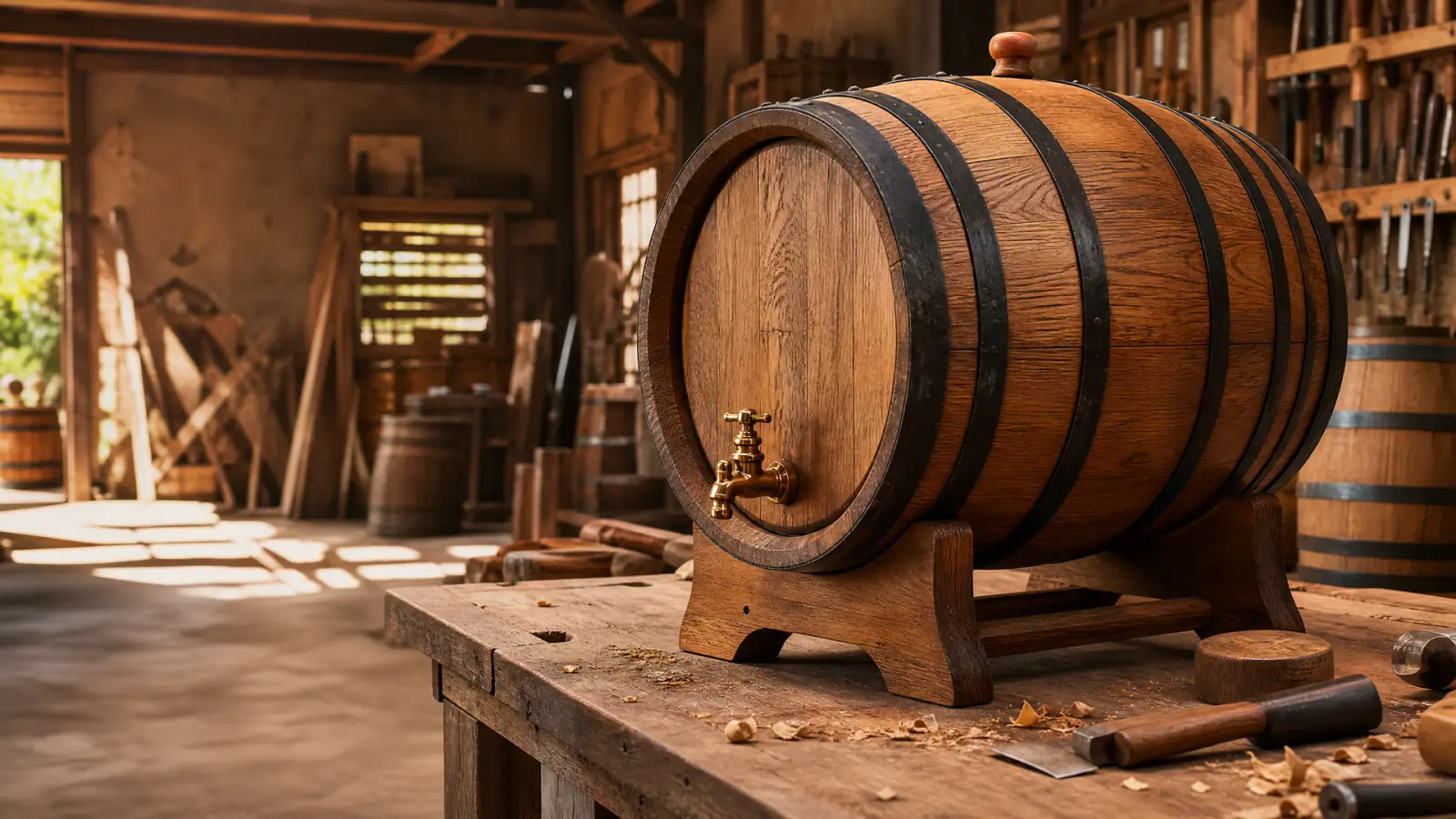 Thùng rượu gỗ sồi hoàn thiện tại xưởng Bảo Long