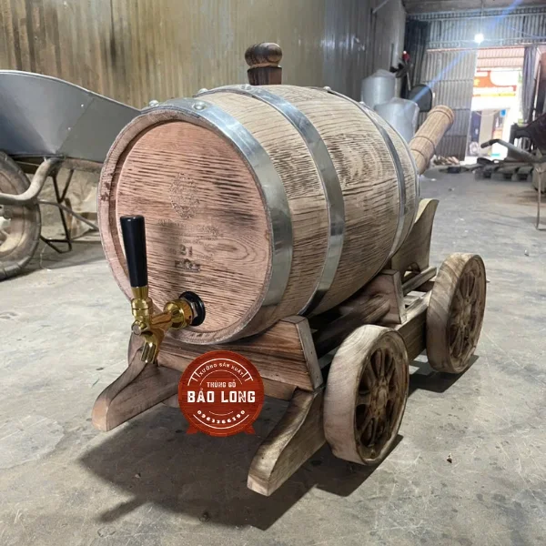 Xe pháo kéo thùng rượu 10L đốt vân gỗ